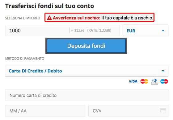 Deposita fondi sul tuo conto di trading online Deposita fondi sul tuo conto di trading online
